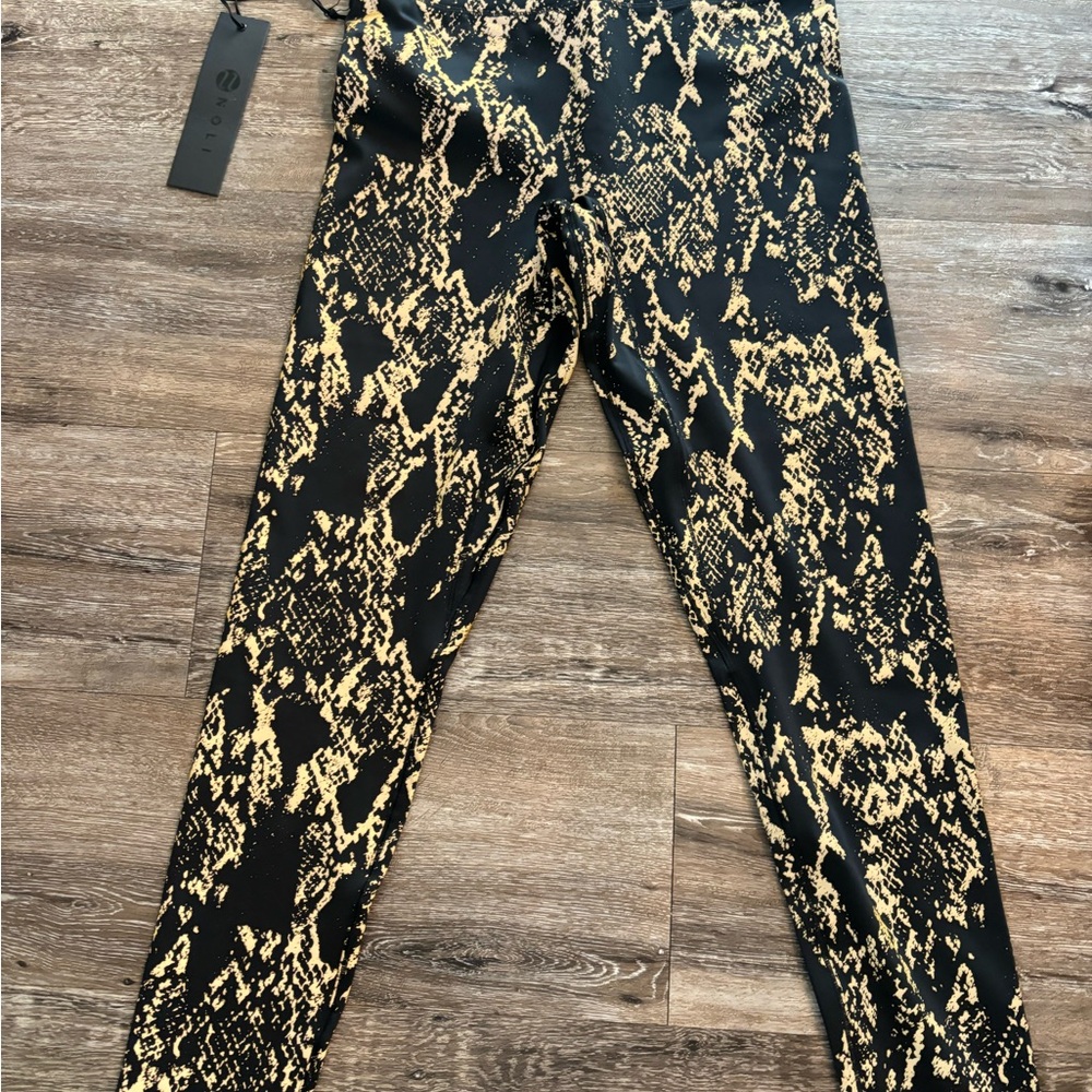 Noli Black and Gold Snake Print Pants